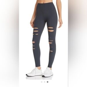 Alo Gray High Waist Ripped Warrior Leggings Women's Size Medium